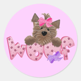 Hond Roze Tshirts en geschenken Ronde Sticker