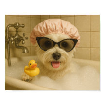hond schattig badkamer decor grappig