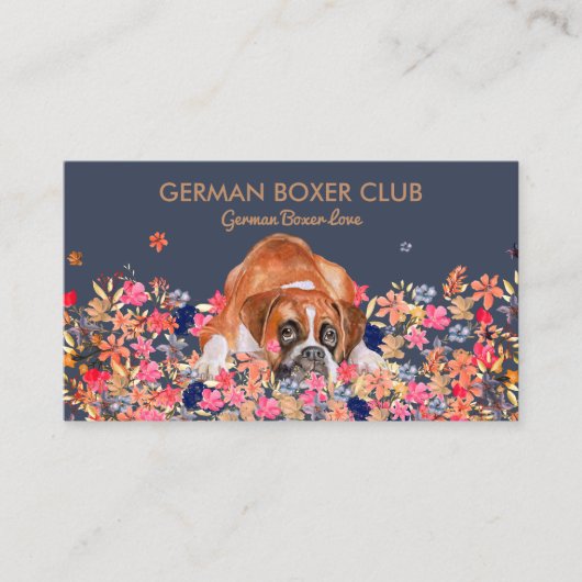 Hond Schattig Gezicht Navy Slaperige Boxer Visitekaartje (Voorkant)
