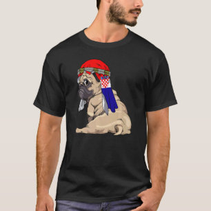 Hond Schattig Pug Retro Kroatië Vlag Trots T-shirt