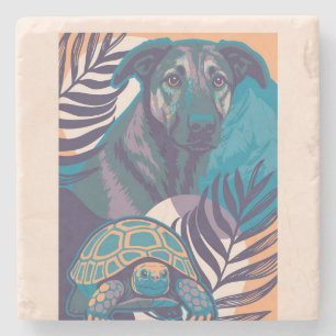 hond schildpad coaster stenen onderzetter