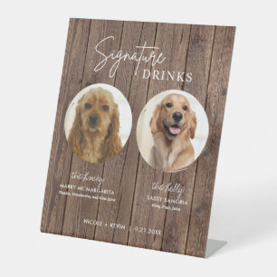 Hond Signature Dranken Bord Rustiek Huwelijksbar B Reclamebord Met Voetstuk