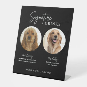 Hond Signature Dranks Teken Zwart Bruiloft Bar Tek Reclamebord Met Voetstuk