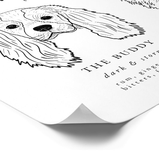 Hond Signature Drinken Bruiloft Pet Bar Teken Poster (Hoek)