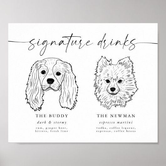 Hond Signature Drinken Bruiloft Pet Bar Teken Poster (Voorkant)
