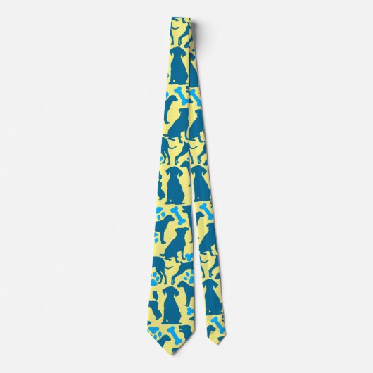Hond silhouet Pattern.Blue.04 LYellow BG Stropdas (Voorkant)