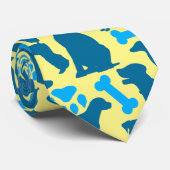 Hond silhouet Pattern.Blue.04 LYellow BG Stropdas (Opgerold)