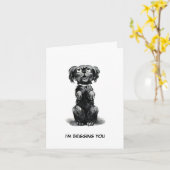 Hond smeken om vergeving, wensen voor de late verj kaart (Gele Bloem)