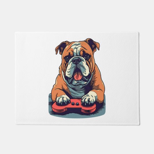 Hond Speelt Videospelletjes Deurmat (Voorkant)