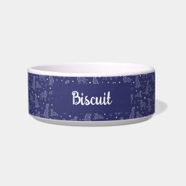 Hond Sterrenbeeld Blauw En Wit Patroon Monogram Voerbakje