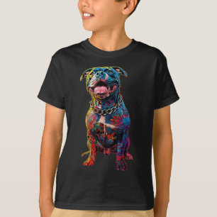 Hond Tattoos Pitbull getatoeëerd Kleurrijke getato T-shirt