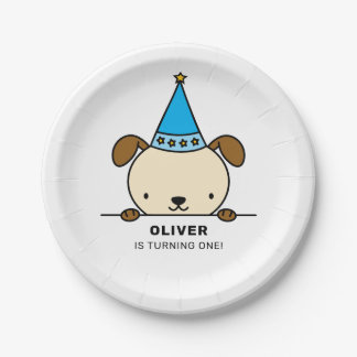 hond thema verjaardagsfeest papieren bordje