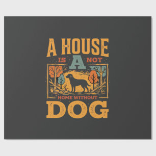 Hond thuis vintage huis cadeaupapier