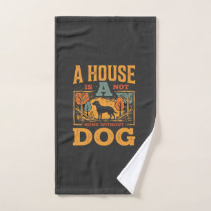 Hond thuis vintage huis handdoek
