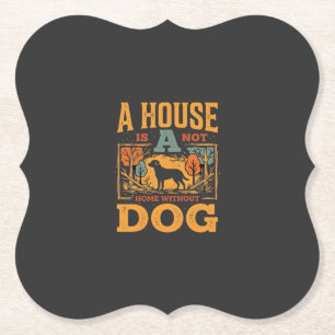 Hond thuis vintage huis kartonnen onderzetters