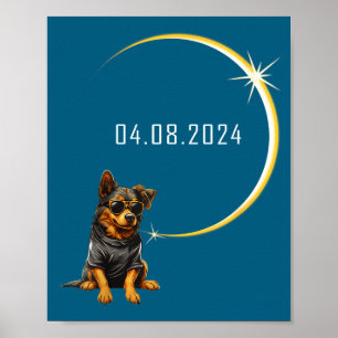 Hond Totale Zonsverduistering 2024 Totaliteit Grap Poster