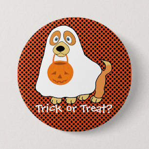 Hond Trick or Treat Groot, 3 inch ronde knop Button 7,6 Cm