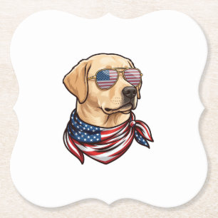 Hond Usa Vlag Zonnebril Bandana Kartonnen Onderzetters