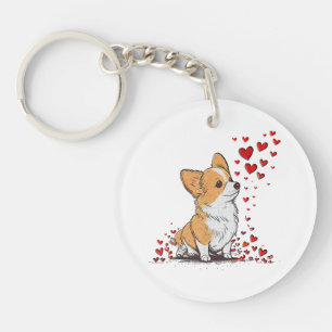 Hond Valentijnsdag Schattige Corgi Valentijnsdag Sleutelhanger