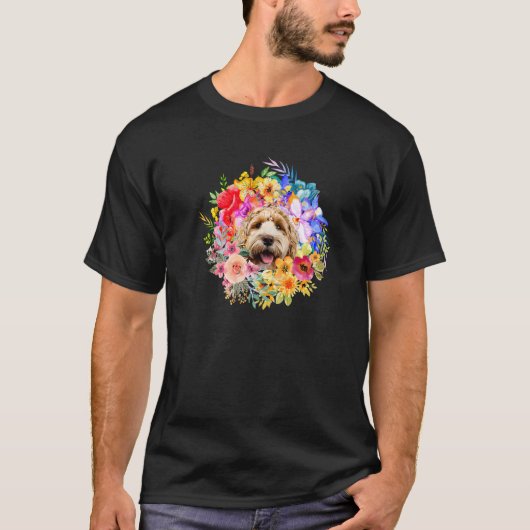 Hond van Floral en bloem van Boerderij en puppy tu T-shirt (Voorkant)