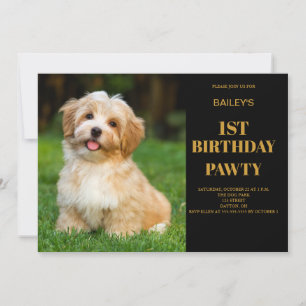 Hond Verjaardag Pawty Foto Uitnodiging