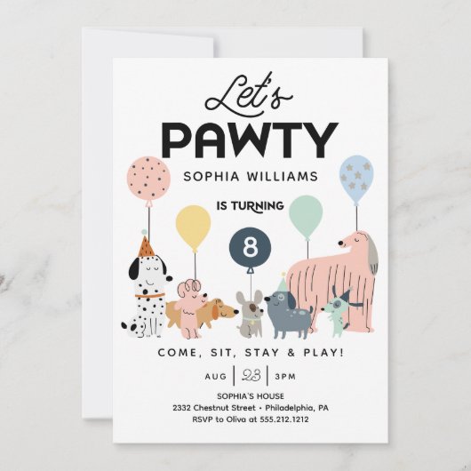 Hond Verjaardag Pawty Kinderen Verjaardag Kaart (Voorkant)