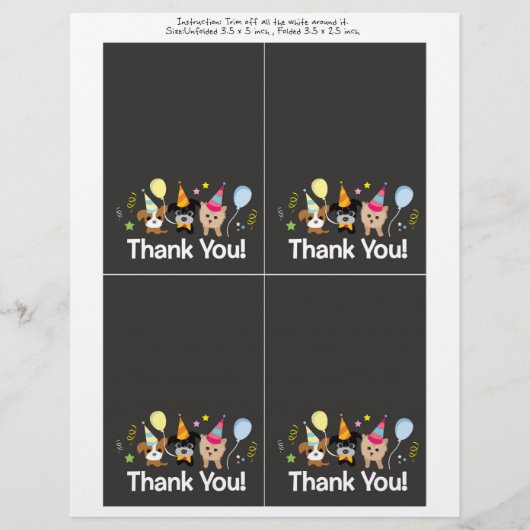 hond, verjaardagsfeest Dank je wel Flyer (Voorkant)