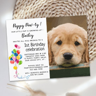 Hond Verjaardagsfeestje Pet Foto Puppy Pawty Briefkaart