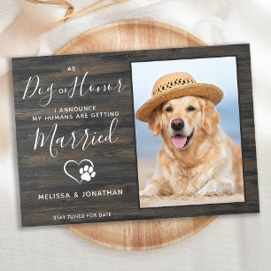 Hond Verloving van het Honor Rustic-fotoweddenscha Aankondiging