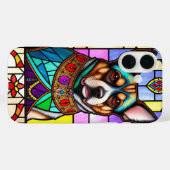 Hond versierd met kleurrijke halsband Case-Mate iPhone case (Achterkant (horizontaal))