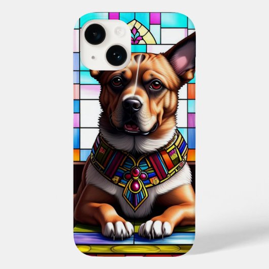 Hond versierd met kleurrijke halsband Case-Mate iPhone case (Achterkant)