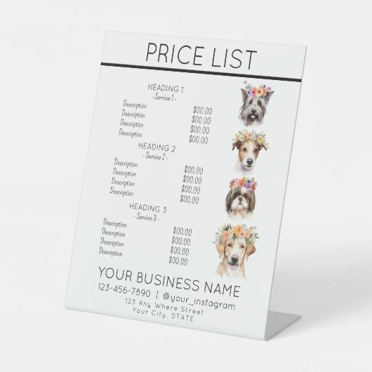 Hond verzorgen badende schattige honden service pr reclamebord met voetstuk (Voorkant)