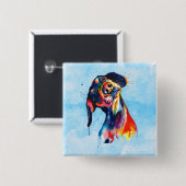 Hond Vierkante Button 5,1 Cm (Voorkant /achterkant)