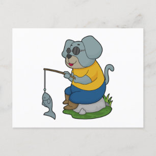 Hond Visser Visser Vissen hengel Briefkaart