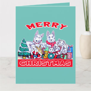 Hond Vrolijk Kerstmis Witte Herder Vakantie GSD Pl Kaart