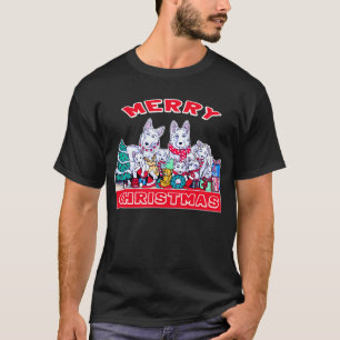 Hond Vrolijk Kerstmis Witte Herder Vakantie GSD Pl T-shirt