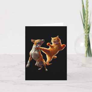 Hond vs Kat Kick Boksen Vechten Grappige Kat Joke Kaart