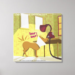 Hond W/E-Halsband Snuffelende Lamp Grappige Canvas Afdruk