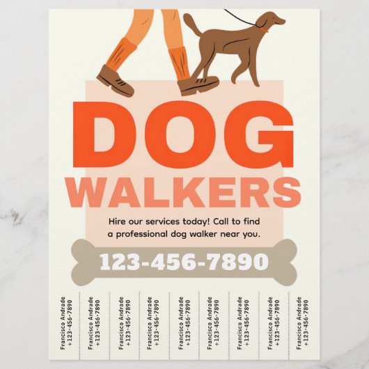 Hond Walker Service Flyer met Tear Off Strips (Voorkant)