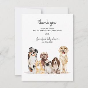 Hond waterverf baby shower bedankt RSVP kaartje