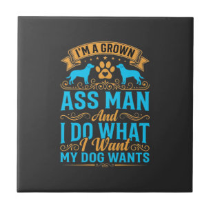Hond Wil Grappige Volwassen Man Tegeltje