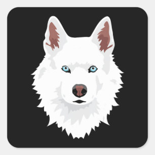 Hond Witte siberiaanse Husky Canine White Snow D Vierkante Sticker
