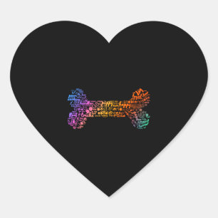 Hond Word Cloud (bot kleurrijk) Hart Sticker