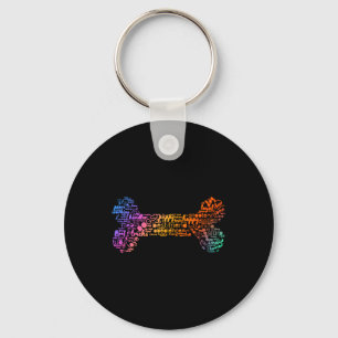 Hond Word Cloud (bot kleurrijk) Sleutelhanger