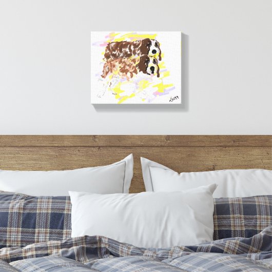 Hond zit in de wind canvas afdruk (Insitu (Slaapkamer))