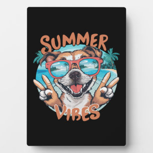 Hond zomerstemming met oceaan vakantiegevoel fotoplaat