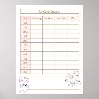 Hond Zorg Checklist Log - Witte Chihuahua Puppy Poster