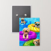 Hond Zwembad Feestje Button (Voorkant / Achterkant)