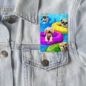 Hond Zwembad Feestje Button (Insitu)