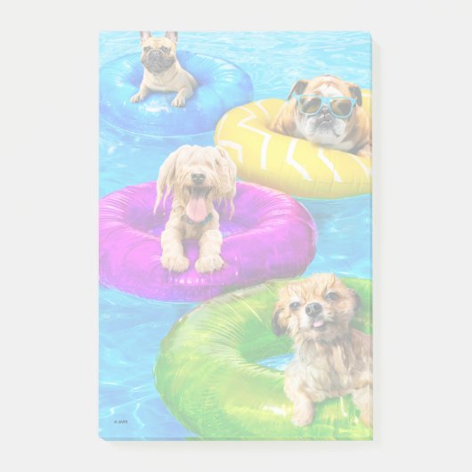 Hond Zwembad Feestje Post-it® Notes (Voorkant)
